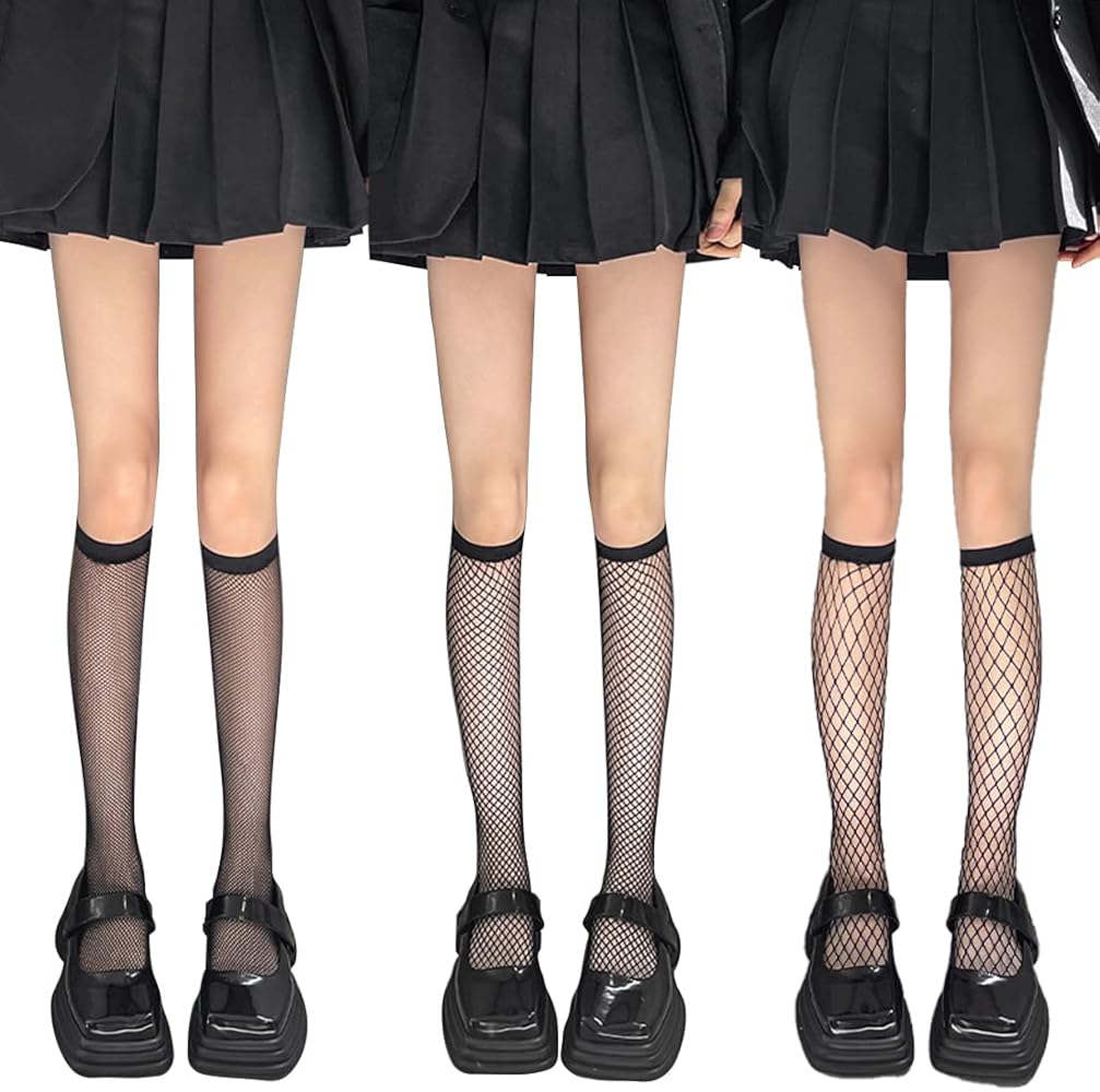 Ypser Knee High Fishnets Tights Stockings Socks for Women Black