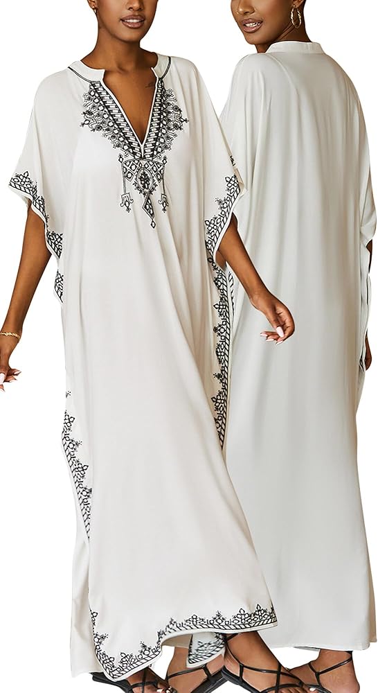 SEAUR Women's Loose Kaftan Turkish Dress Caftan Maxi Dresses Swimsuit Cover Up Beachwear Loungewear