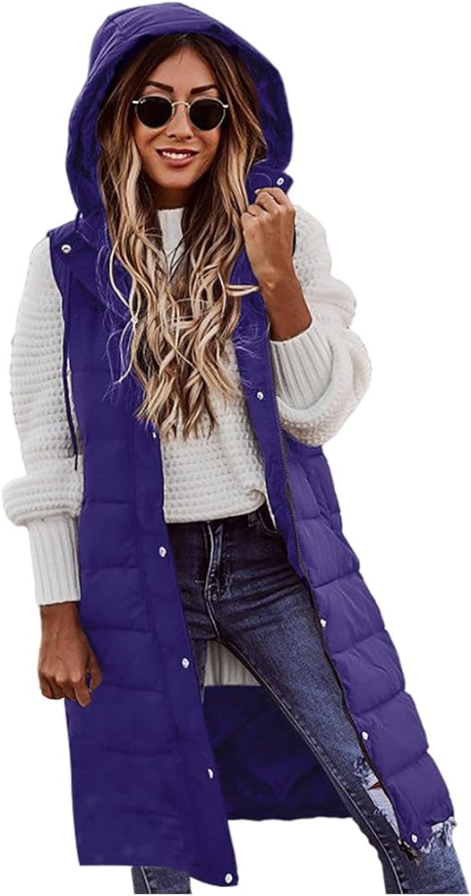 Puffler Jacket Womens Fall Fashion Witner Coats for Women 2023 Trendy Sleeveless Vests Zip Up Hooddies Quilted Jackets Lightweight Open Front Cardigan Y2k Clothing Heated Jacket(7A-Purple,5X-Large)