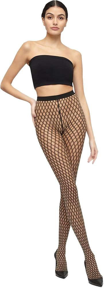 Wolford Sylvie Tights For Women Pantyhose Hosiery Stocking Contemporary High-Impact Lattice Net Pattern & Sheer-Opaque Finish