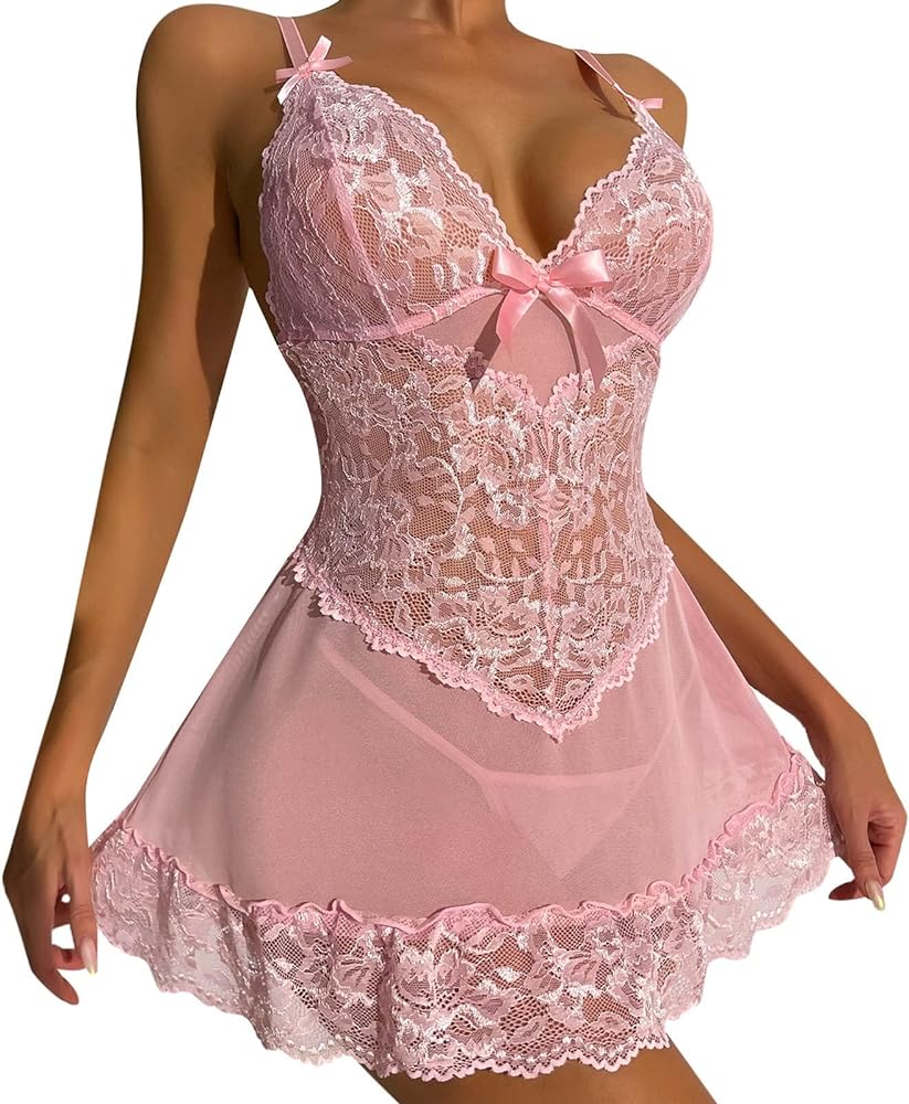 Rvidbe Lingerie for Women 2023 Sexy Naughty Slutty Lingerie Set Teddy Strap Babydoll 3 Piece Exotic Lingerie With Garter Belt