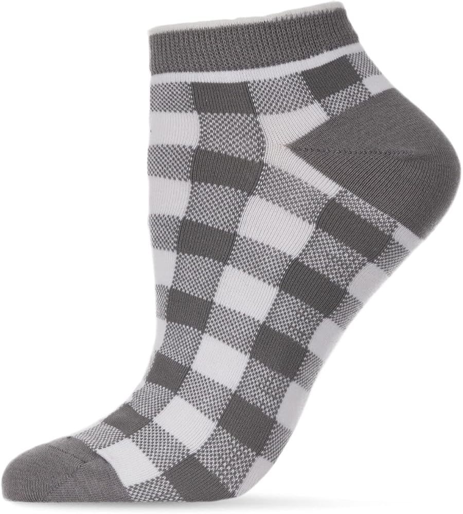 MeMoi Checkerboard Soft-Fit Cotton-Rich Low Cut Sock