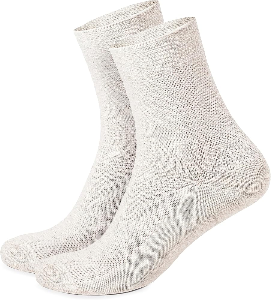 Thin Breathable Organic Linen Socks for Women, Pack of 3 pairs (Mesh, X-Large)