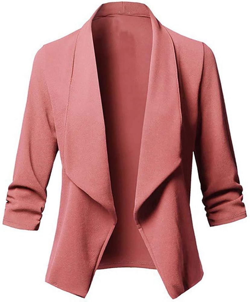 Women Business Blazers 2023 Trendy Casual Cropped Blazer Jacket Petite Open Front Office Cardigan Stylish Womens Coats