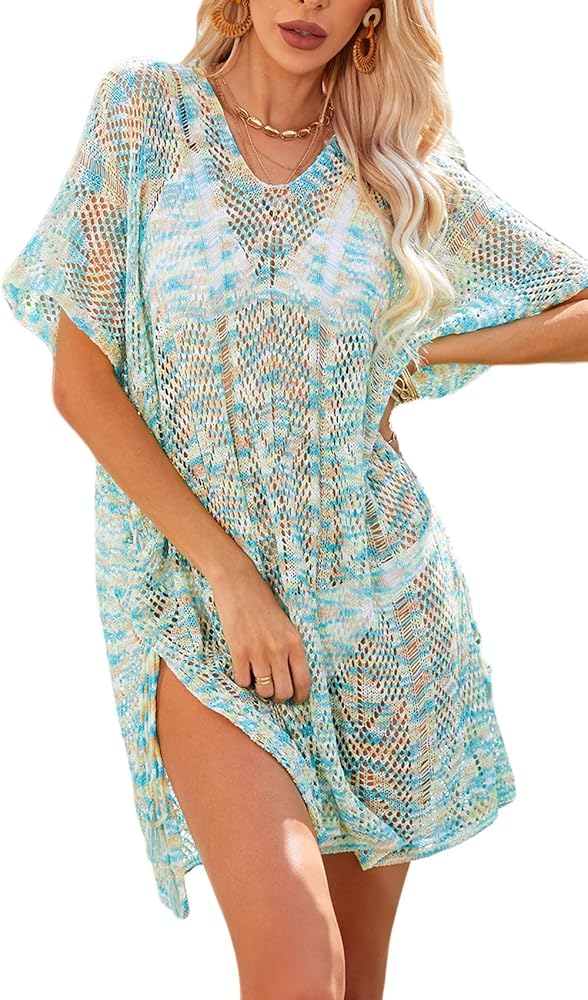 Swimsuit Beach Coverups Dresses for Women Crochet Boho Bathing Suit Cover Ups for Women