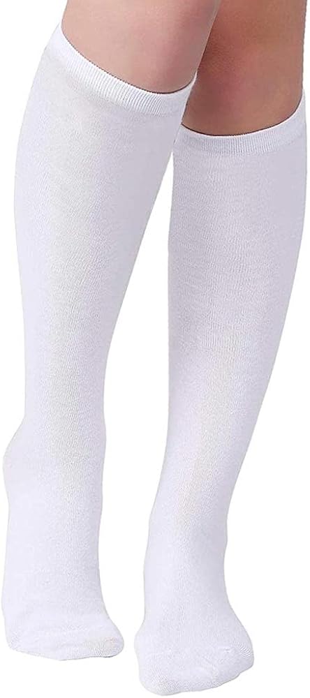 ATB Knee High Socks School Girl Uniform Soccer Sport Women Girls White Size 9-11 6-8