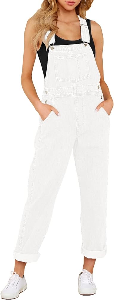 luvamia Women's Casual Stretch Adjustable Denim Bib Overalls Jeans Pants Jumpsuits