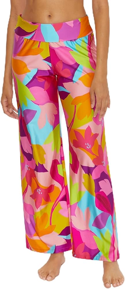 Trina Turk Women's Standard Lilleth Swim Pants, Casual, Wide Leg, Floral Print, Beach Cover Ups