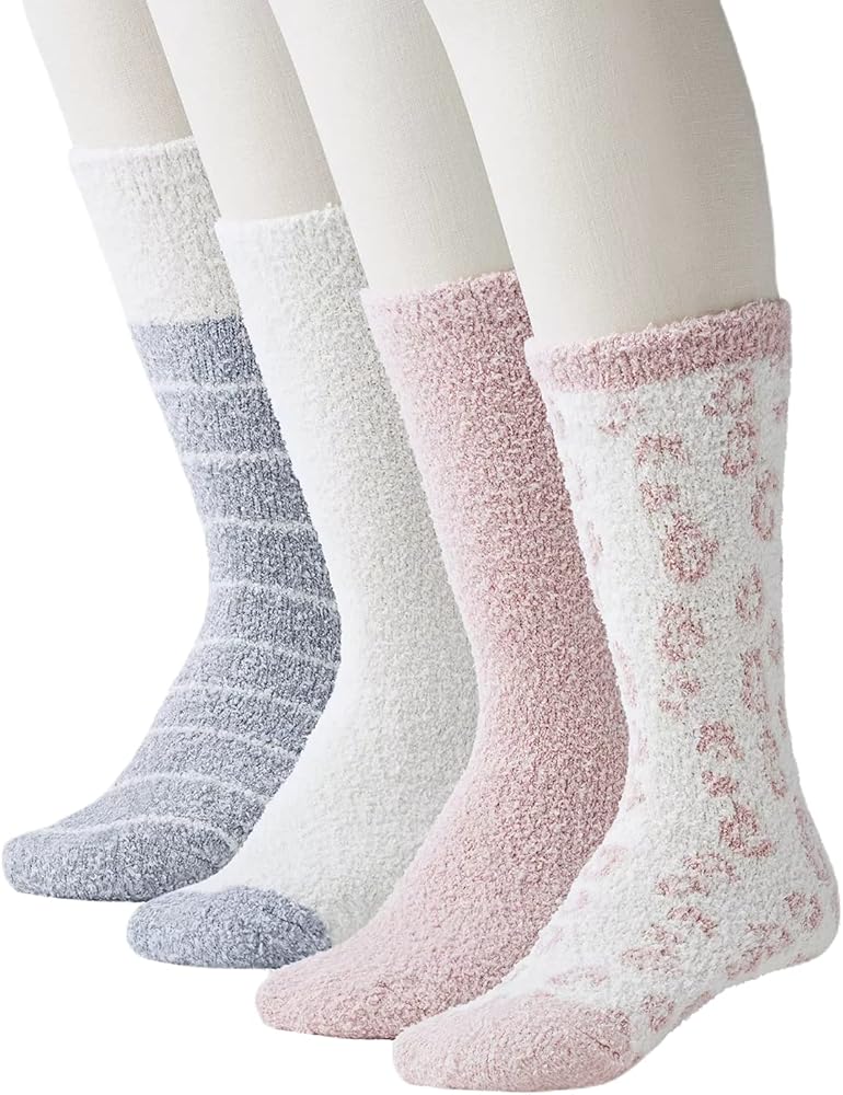 Member's Mark MEMBER'S MARK Luxury Premier Collection Ladies Cozy Socks (4 pairs) - One Size Fits All. (Giraffe Blush Pink) 06LXR01044 0