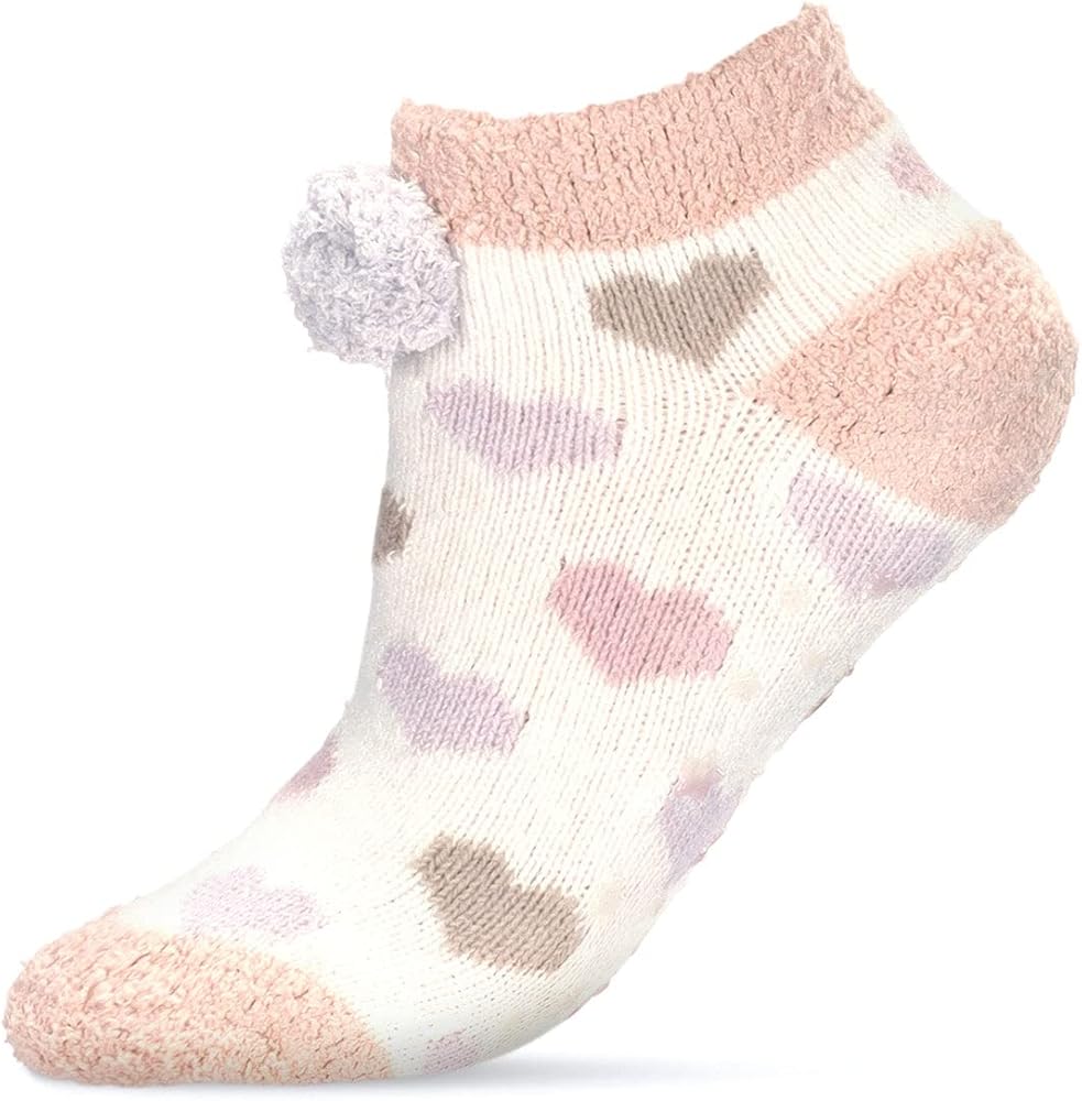 MeMoi Women's Color Hearts Buttersoft Plush Lined Low Cut Socks