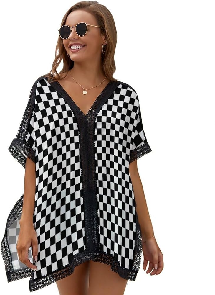 Cover Ups for Swimwear Women Bikini Bathing Suit Beach Coverups Loose V-Neck Swimwear Button Down Shirt Dress