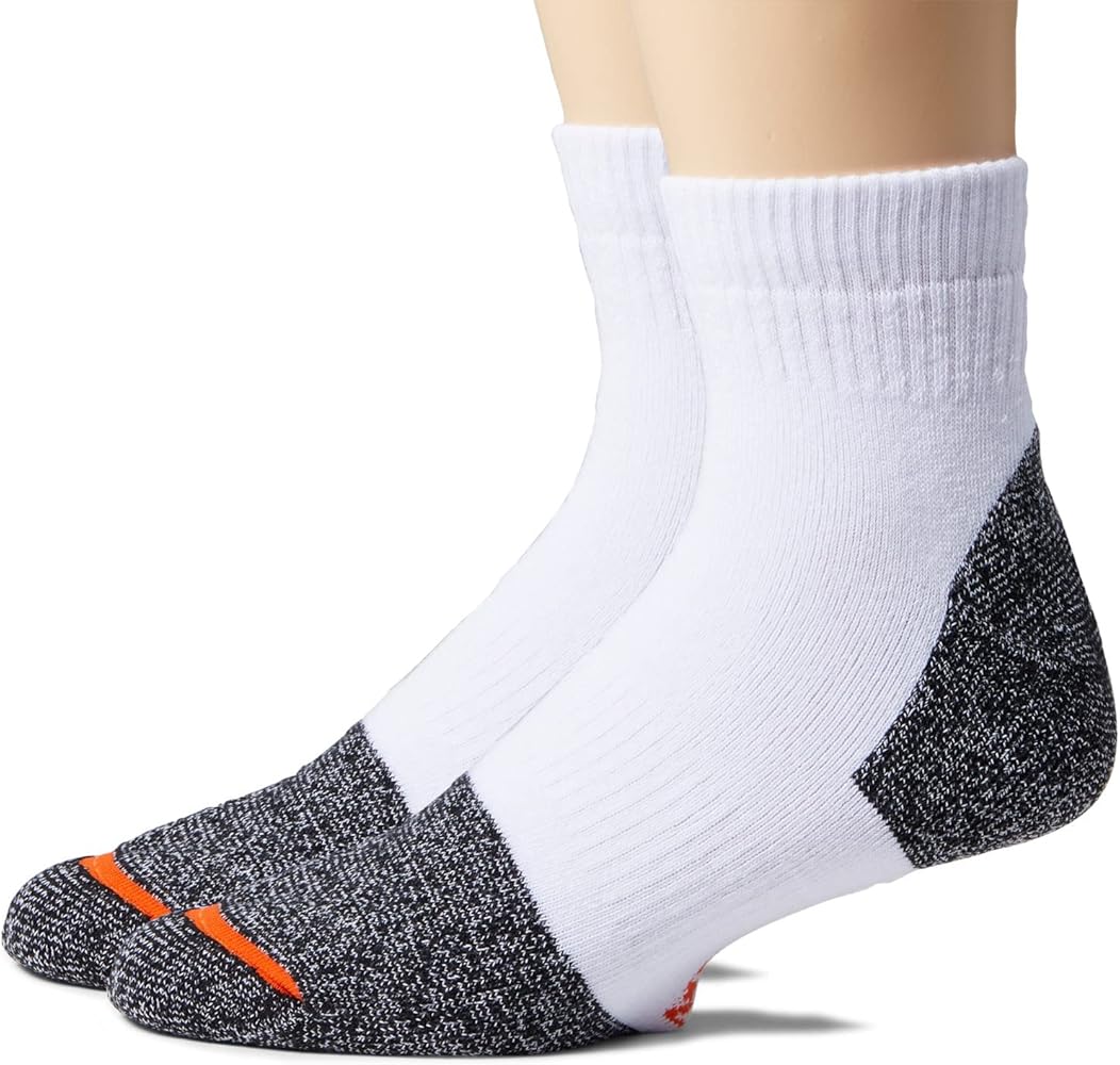 Merrell Unisex-Adult's Men's and Women's Cotton Safety Work Socks-2 Pair Pack-Breathable Arch Support and Blister Prevention, Ankle-White, Large-X-Large