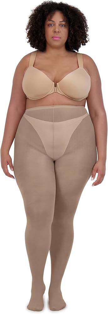 Liselle Compression Pantyhose for Women, Plus Size Pantyhose for Curvy Women, Extra Support Sheer Tights, Breathable Women's Stockings, Elastic Waistband, Microfiber Material, Taupe