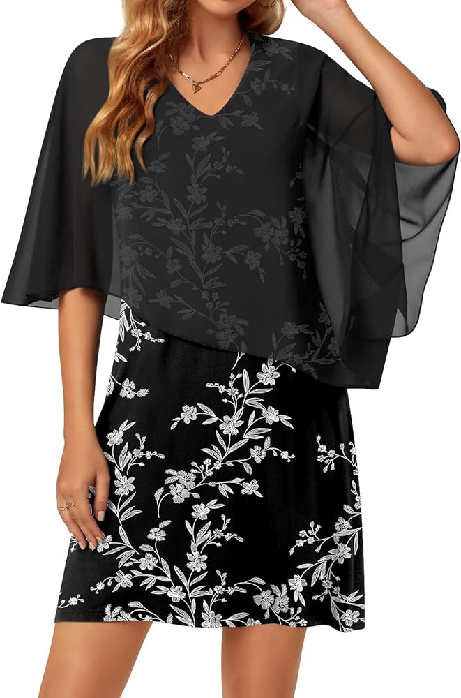 POPYOUNG womens sleeveless cover ups soft chiffon shawl wraps shrug for evening patterned dress