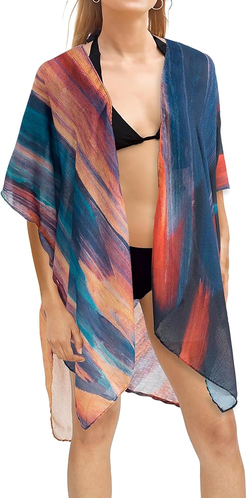 Swimsuit Coverup for Women, Beach Swimwear Kimono Cardigan, Bikini Bathing Suit, Floral Resort Wear