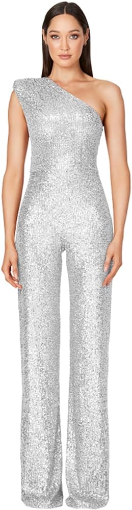 Women's Sparkly Sequin Jumpsuits Ladies Shiny Sequin Overalls Pants