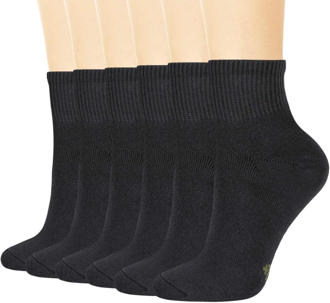 +MD 6 Pack Womens Bamboo Viscose Ankle Socks Extra Heavy Full Cushion Quarter Moisture Wicking Hiking Sports Running Socks