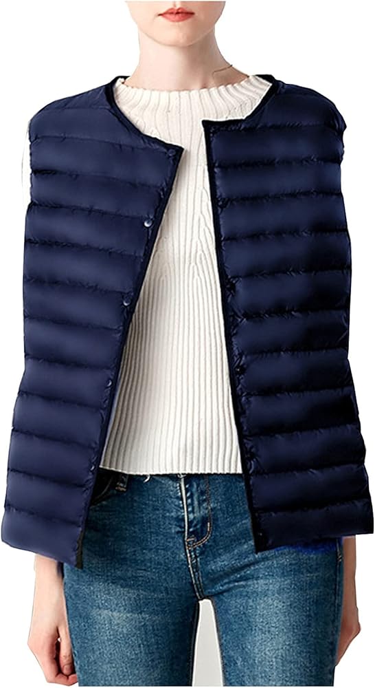 NaRHbrg Ladies Ultralight Down Vest Women's Autumn Winter Warm Down Puffer Coat Jacket Fashion Zip Padded Gilet Waistcoat