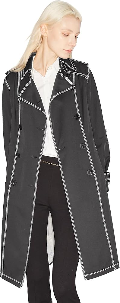 Orolay Women's Mid-Length Trench Coat Double-Breasted Classic Lapel Windbreaker Water-Resistant Belted Overcoat