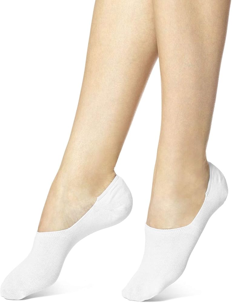 HUE Women's High Cut Resort Cotton Sock Liner, White, Medium