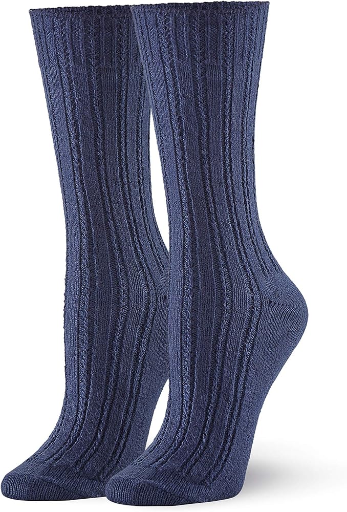 HUE Women's Temp Tech Tuck Stitch Ribbed Sock