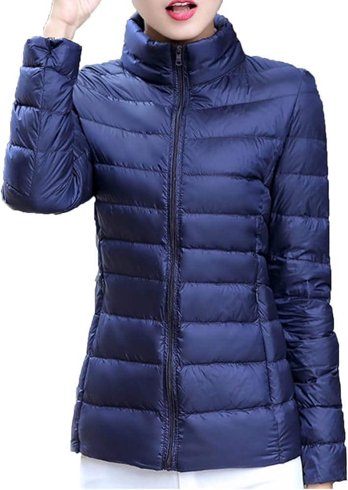 Womens 2023 Winter Warm Puffer Jacket Packable down Jacket Lightweight Slim Fit Hooded Jacket down Coat with Pockets