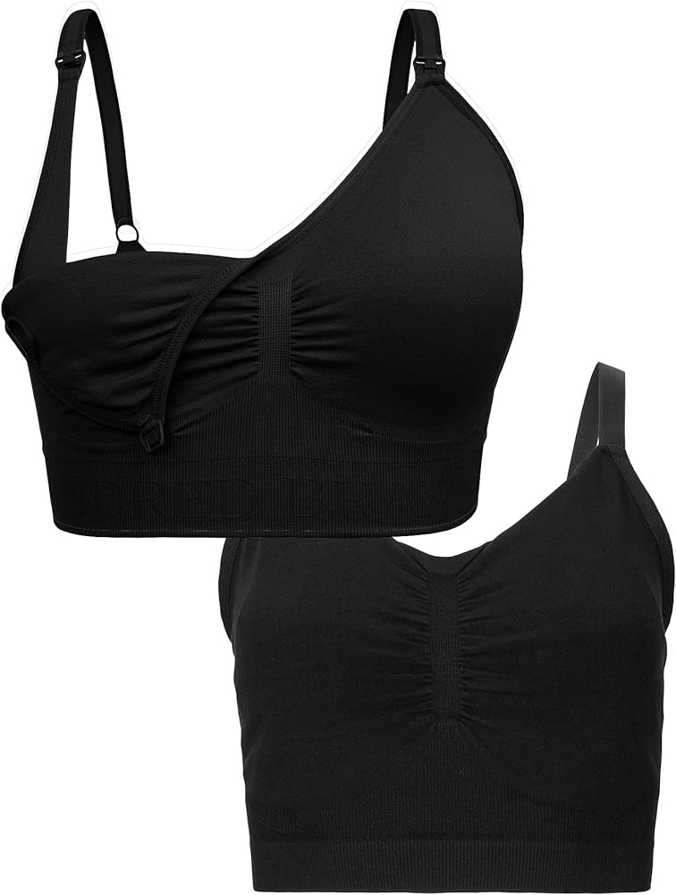 Kindred Bravely Sleep Pumping Bra & Sublime Nursing Bra Bundle (Black, 1X-Busty)