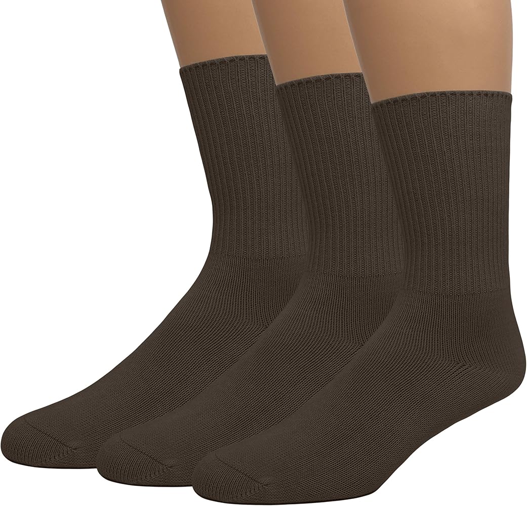 Women's Diabetic Crew Cotton Socks | Non-Binding Loose Top | Seamless Toe | 3-Pair | Plus Size Available