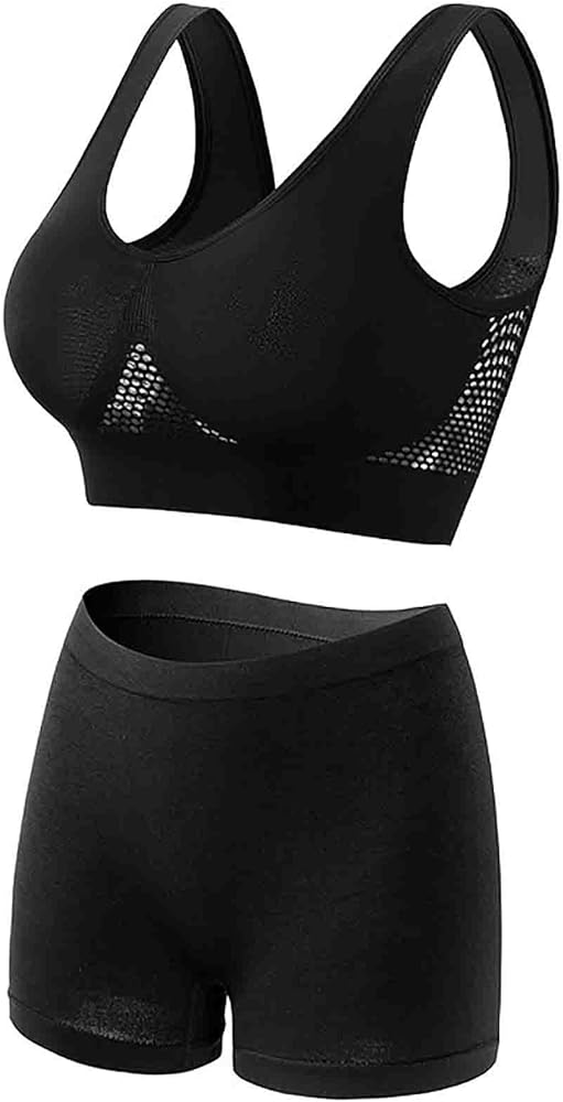 Womens Seamless Crop Top Vest Shorts Set for Women Work Out Gym Wireless Yoga Sport Underwear Set 2024 Trendy