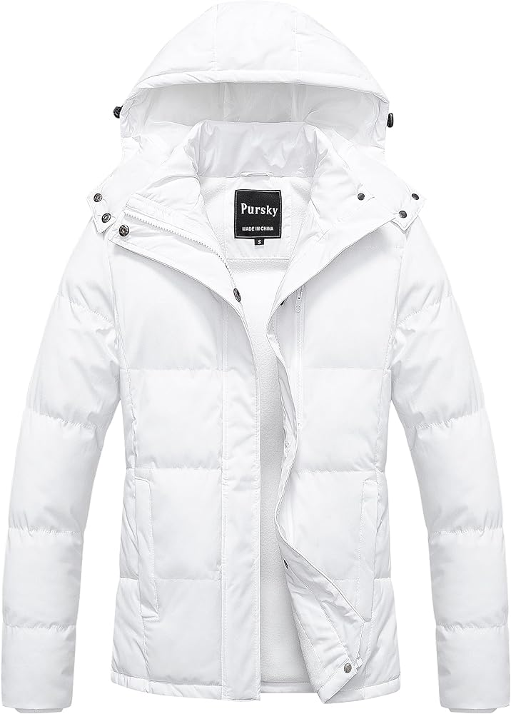 Pursky Women's Warm Winter Thicken Coat Waterproof Cropped Jackets Parka With Removable Hood