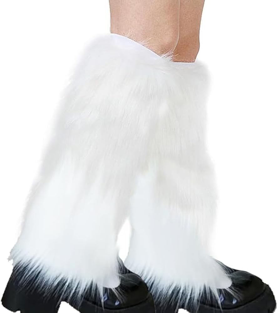 Women Furry Leg Warmers Winter Fur Fluffy Leg Warmers Winter Boot Cuffs Covers Rave Party Accessories for Women