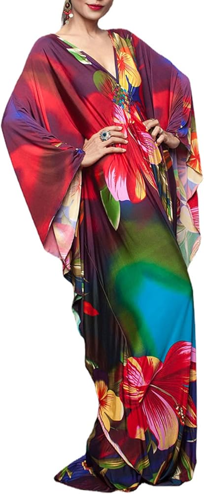 Kaftan Dresses for Women Plus Size Caftans Loungewear Swimsuit Coverup Butterfly Maxi Beach Dress Lightweight Muumuu