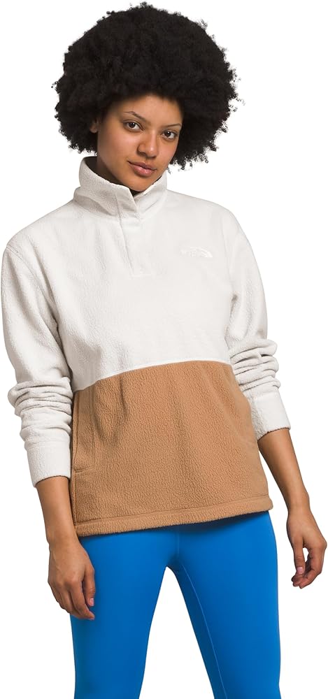 THE NORTH FACE Women's Pali Pile Fleece ¼ Snap, Gardenia White/Almond Butter, Large