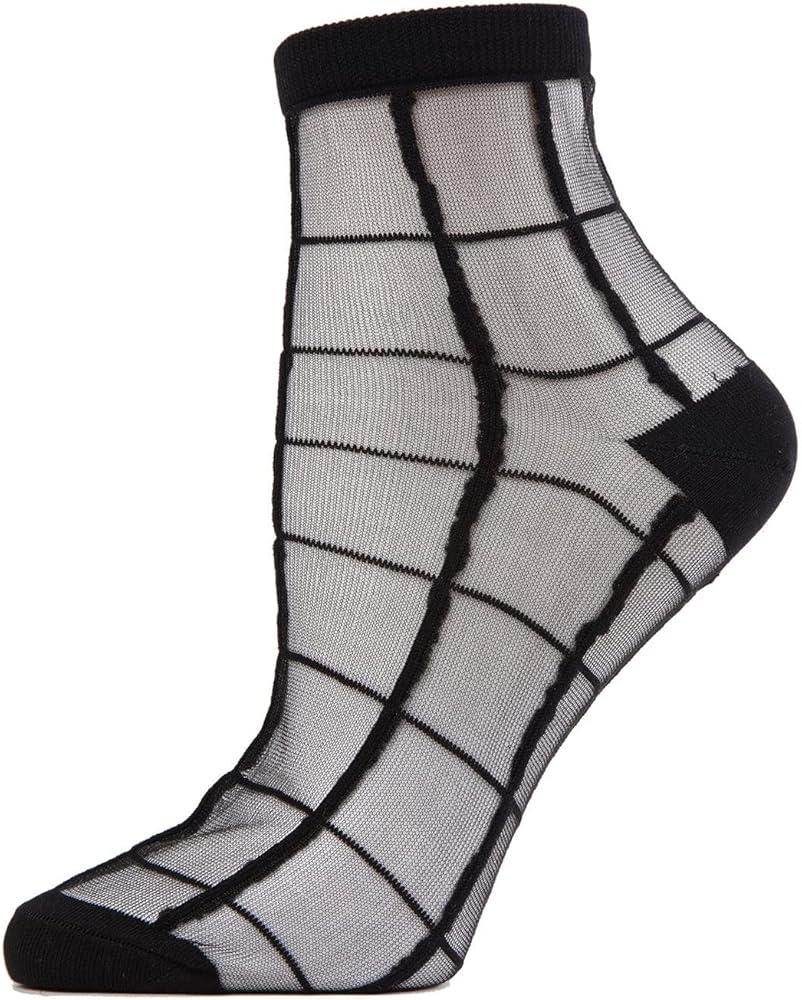 MeMoi Cheery Checker Sheer See-Through Ankle Socks