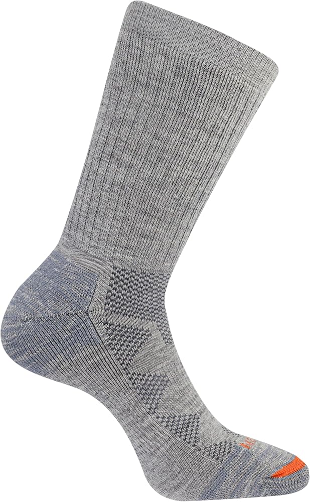 Merrell Men's and Women's Premium Wool Work Crew Socks-Unisex Arch Support Band and Breathable Mesh Zones