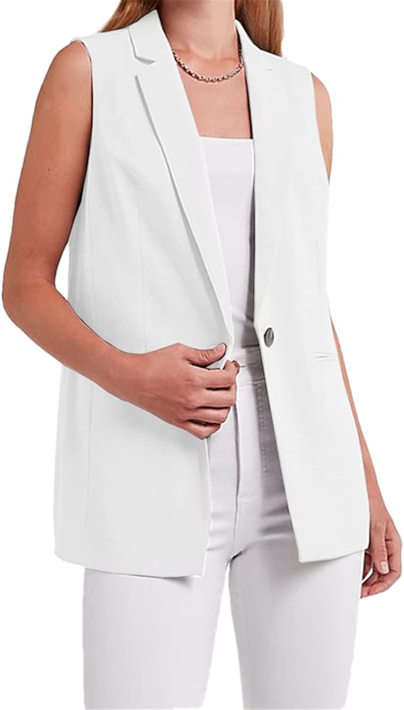 Sleeveless Women's Vest Elegant Lapel Jacket Casual Office 1 Button Coat Women's Waistcoat