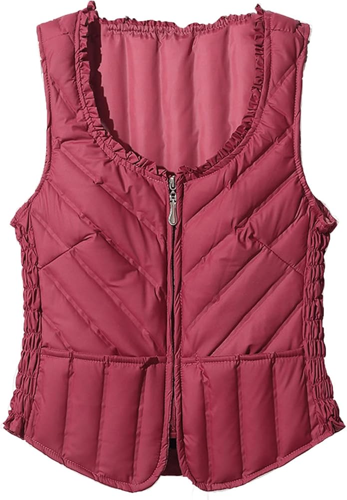 Puffer Vest for Women Lightweight Quilted Hooded Down Jacket Plus Size Zip Up Winter Coats Slim Sleeveless Outerwear