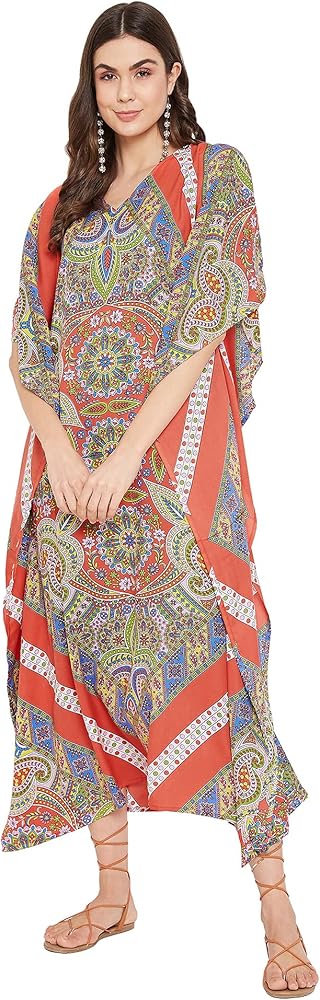 Oussum Plus Size Kaftan for Women Polyester Summer Caftan Swimwear Cover Ups Maxi Beach Dress