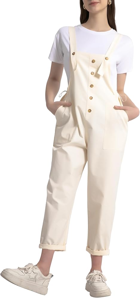 Women Loose Bib Pants Overalls Baggy Rompers Long Casual Adjustable Suspenders Jumpsuits with Pockets