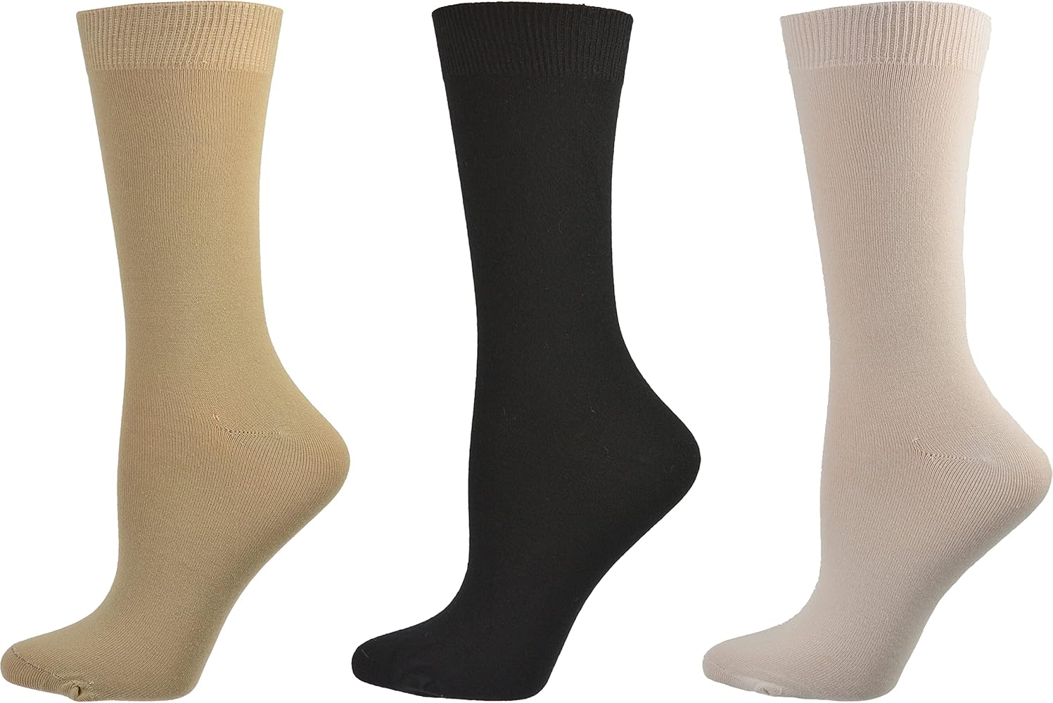 Women's Crew Rayon from Bamboo Socks - Office & School Uniform Socks - 3 Pair Pack Solid Color Socks