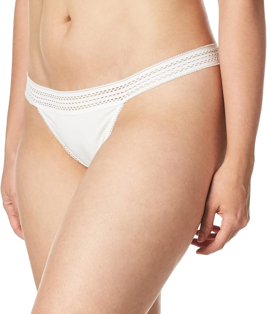 DKNY Women's Classic Cotton Lace Trim Thong Panty