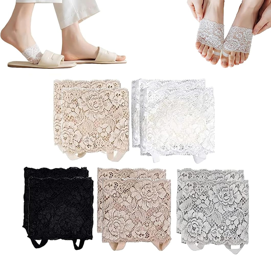 Womens Lace Toe Topper Socks, Half Socks Lace Forefoot Socks, No Show Half Socks with Cushion Pad