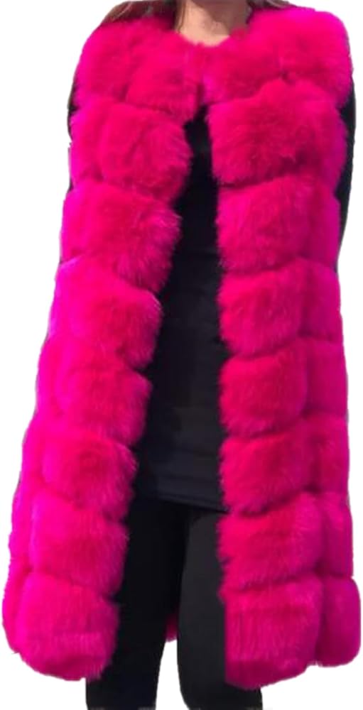 Women Winter Waistcoat Outwear Sleeveless Faux Fur Vest Coat Long Jackets