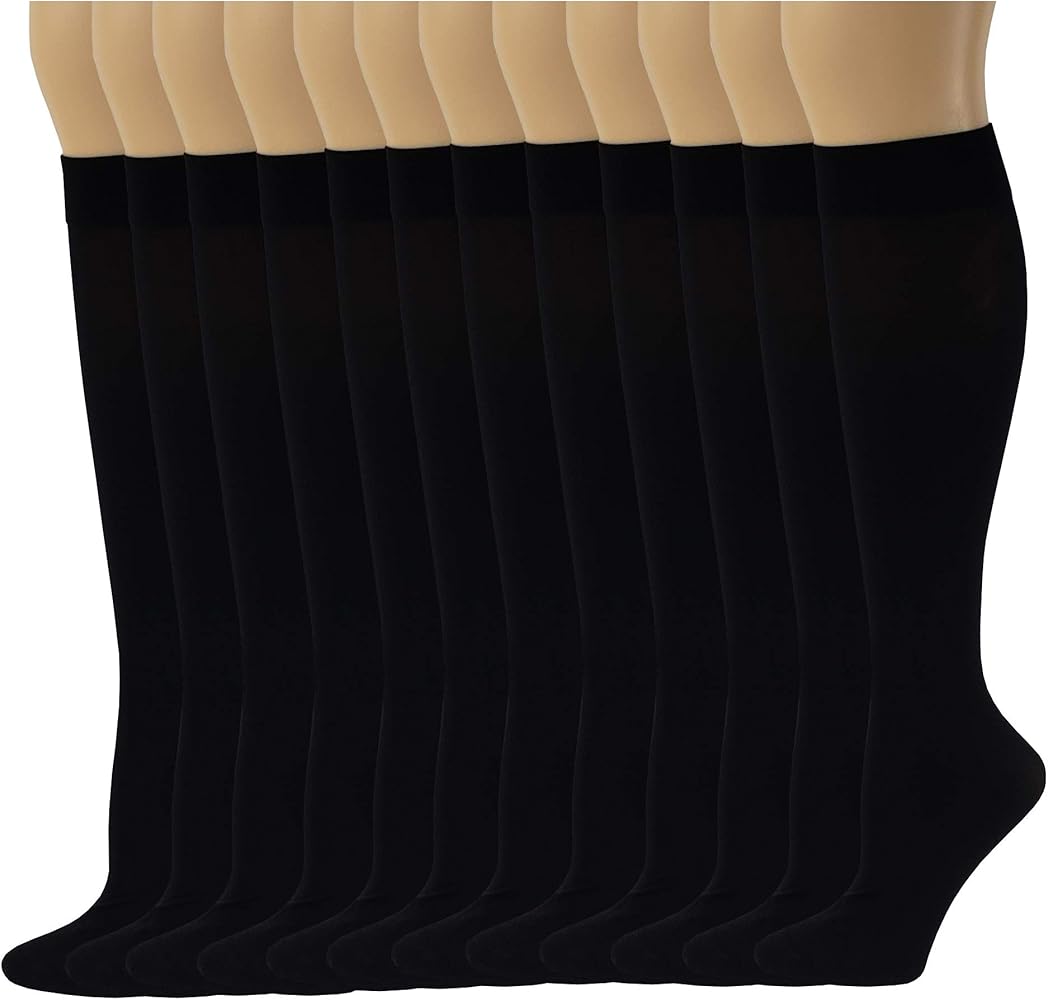 SUMONA 12 Pairs Pack Women Opaque Stretchy Spandex Trouser Socks