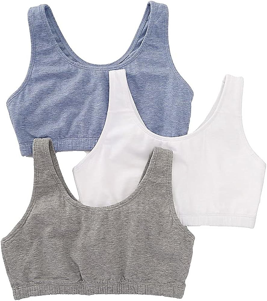 Fruit of the Loom Women's Tank Style Sports Bra - 3 Pack 9012 40 Grey/White/Blue