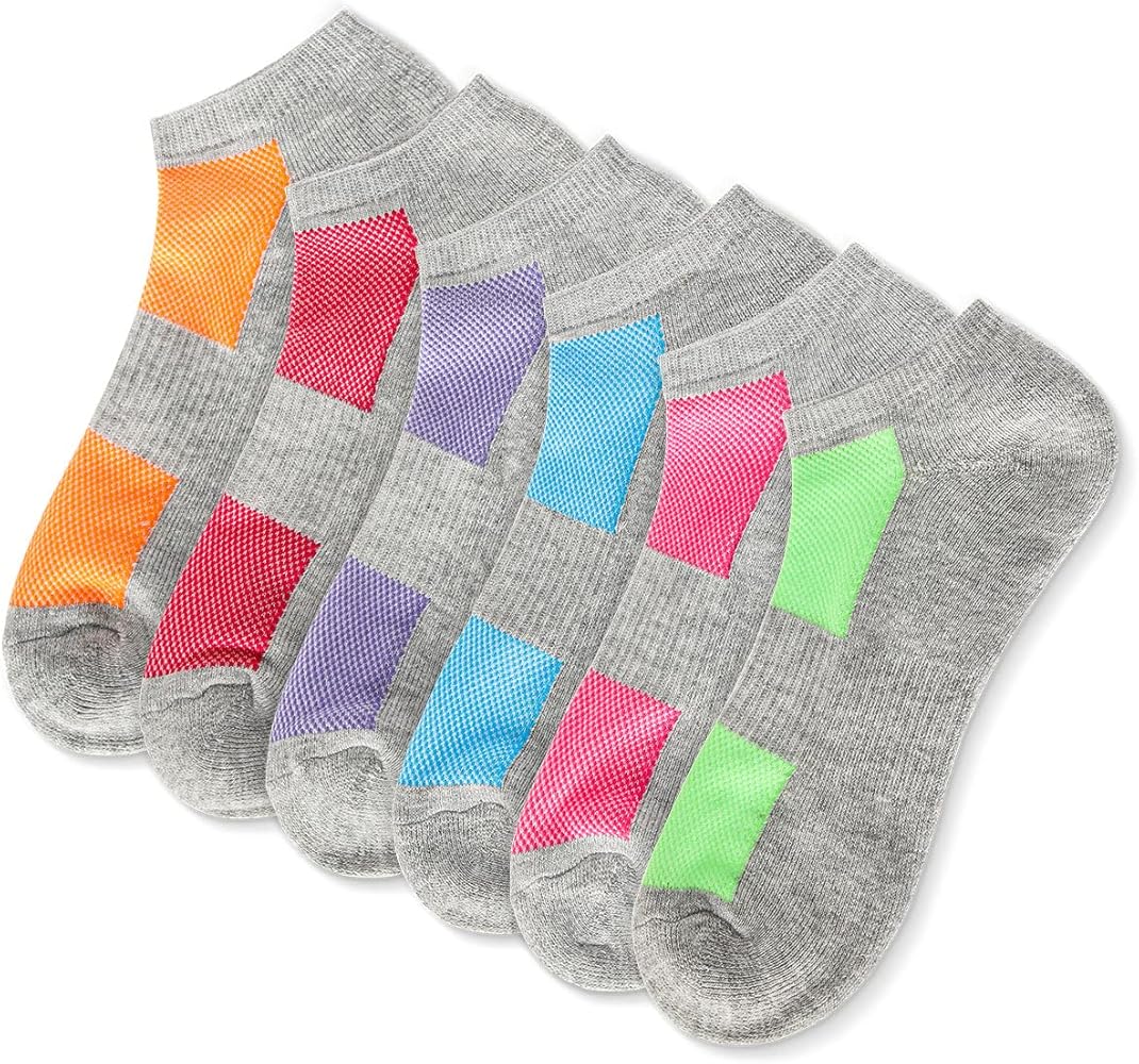 MeMoi Women's 6 Pair Pack Sprinkle Top Half Cushioned Low Cut Socks