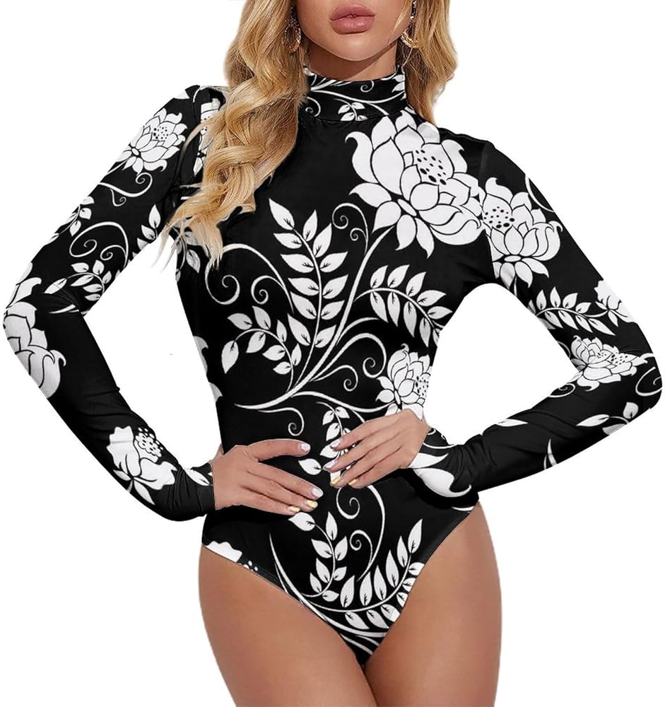 Womens Mock Turtle Neck Bodysuits Long Sleeve Tank Tops Bodysuit For Going Out