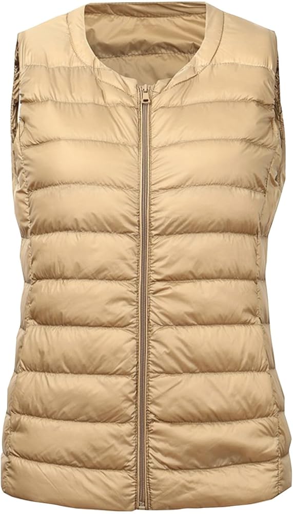 oelaio Lightweight Puffer Vest Women Plus Size Zip Up Quilted Sleeveless Jacket Packable Thin Down Short Coat