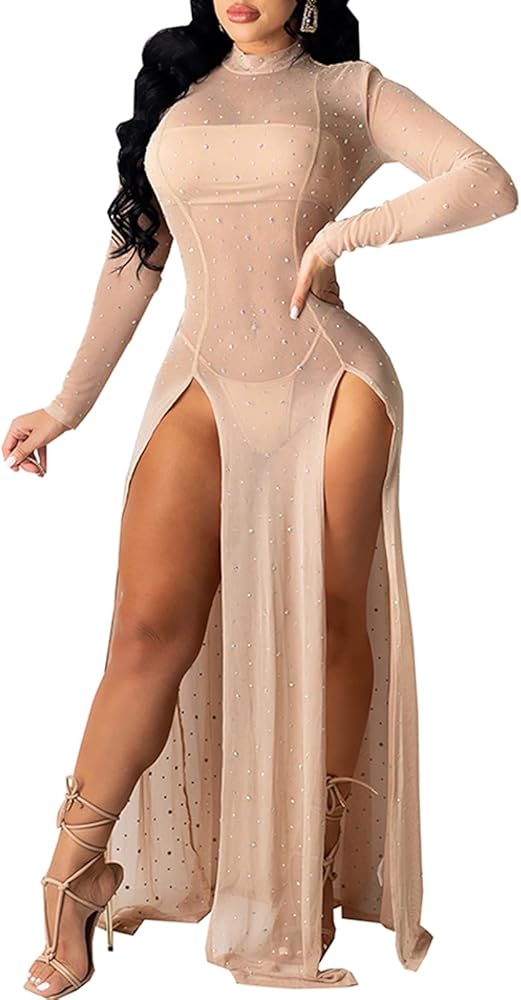 Women's Cover ups Swimwear Sexy High Split Maxi Dresses for Swimsuits