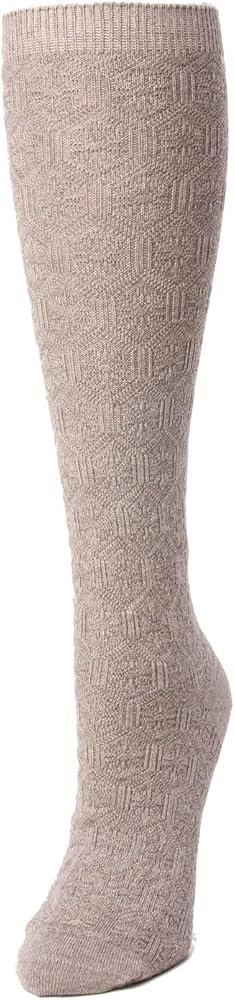 Natori Medallion Knit Wool Blend Knee Socks Taupe 9-11